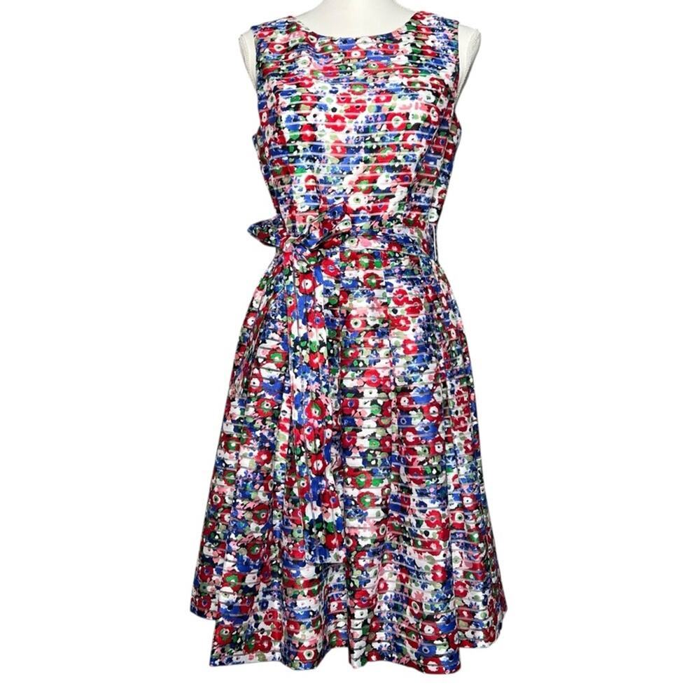 Tommy Hilfiger Multicolor Sleeveless Women’s Dress Size 6 Abstract Floral Bow